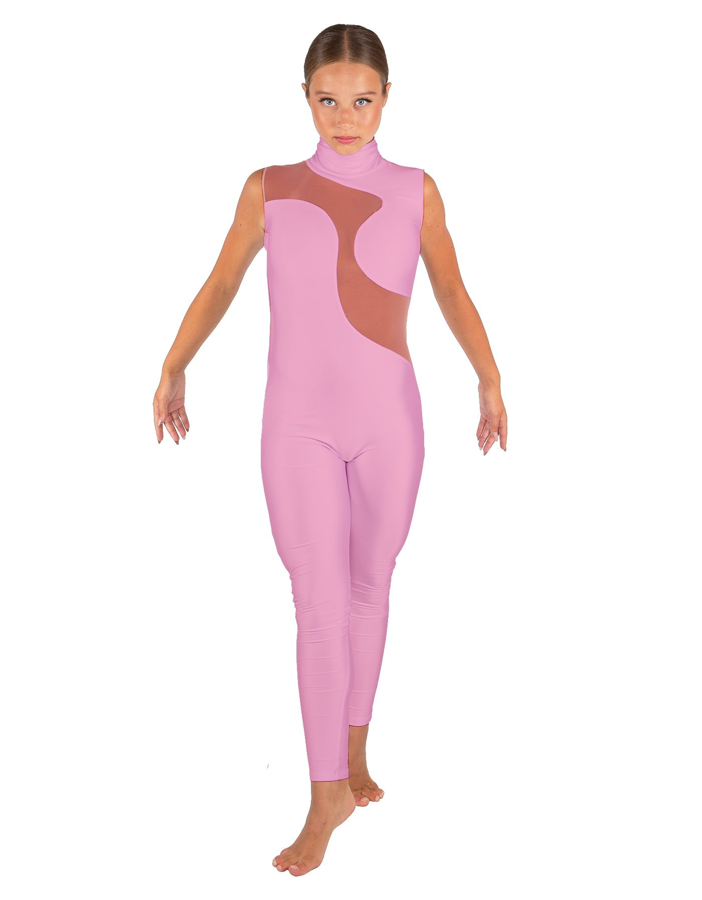 Solid Lycra Shadows Sleeveless TNeck Unitard