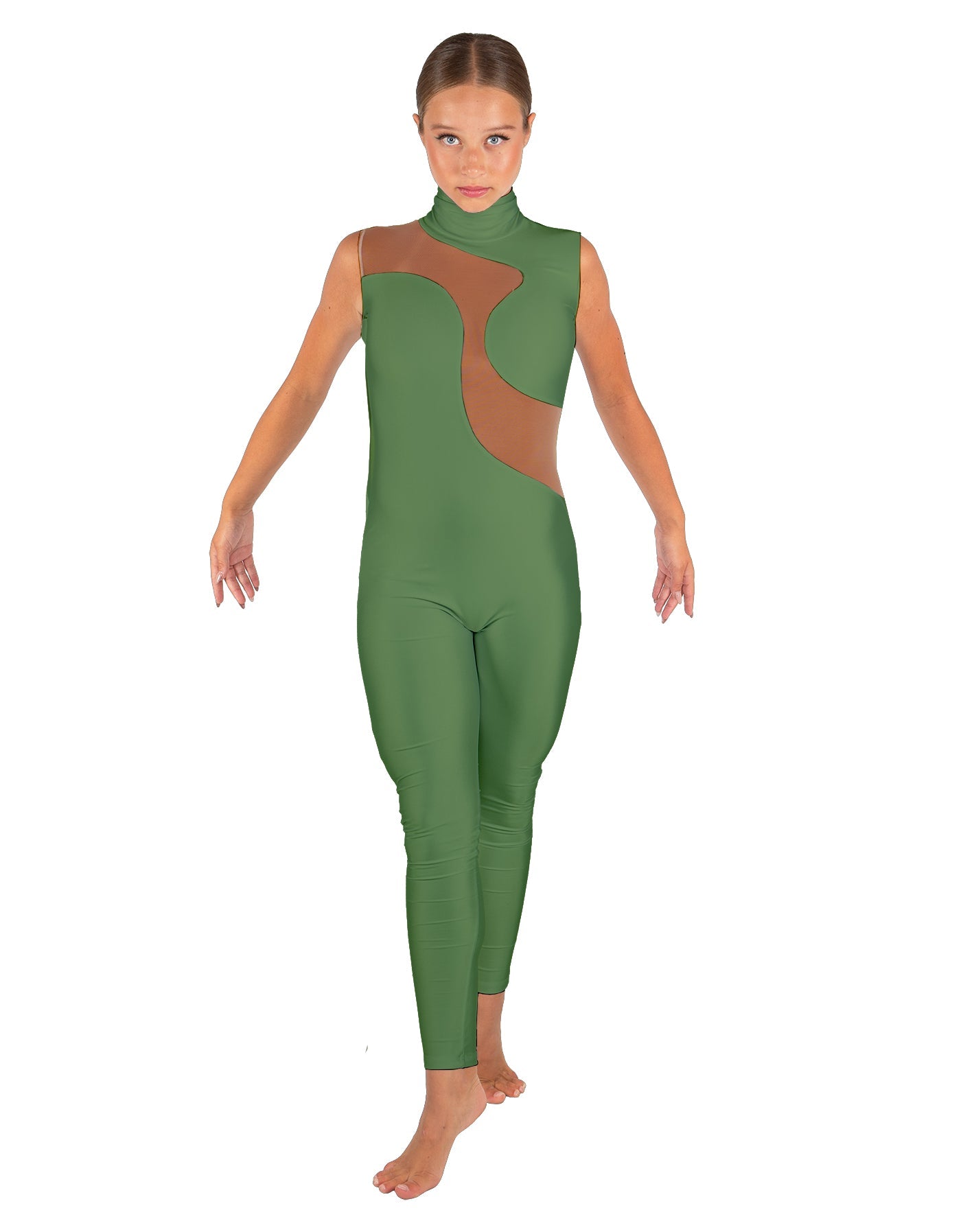 Solid Lycra Shadows Sleeveless TNeck Unitard