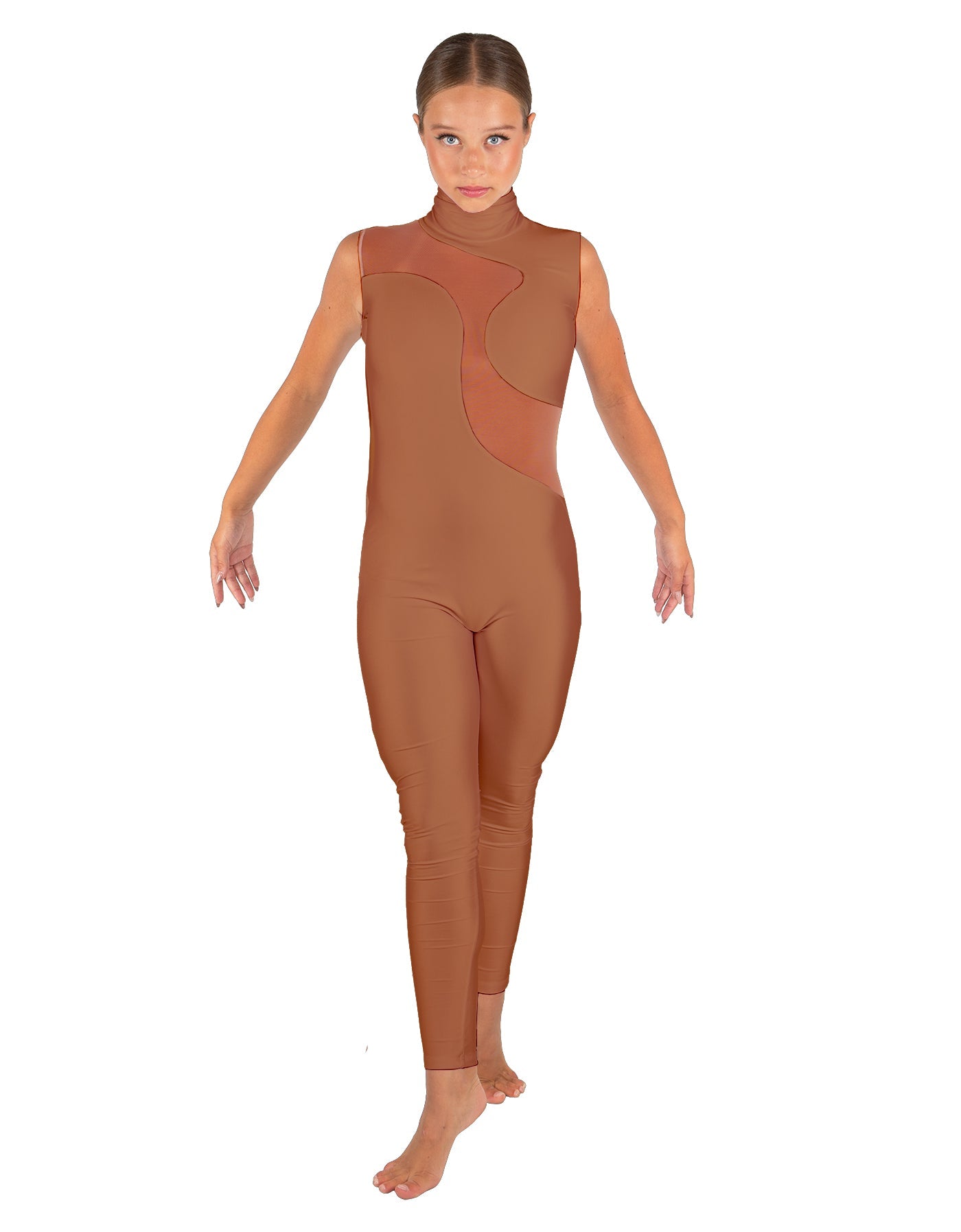 Solid Lycra Shadows Sleeveless TNeck Unitard