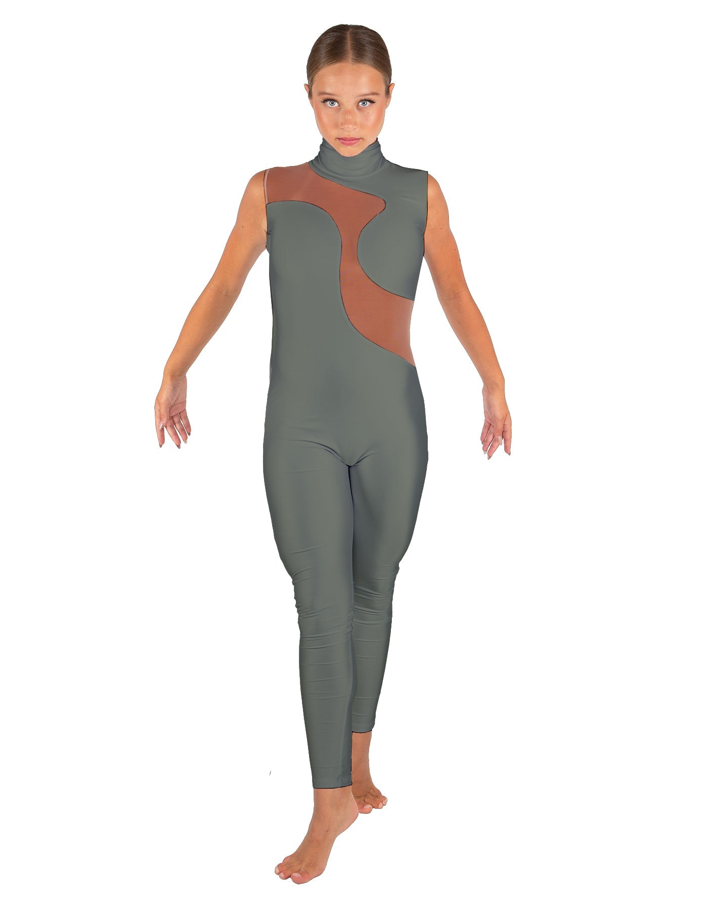 Solid Lycra Shadows Sleeveless TNeck Unitard