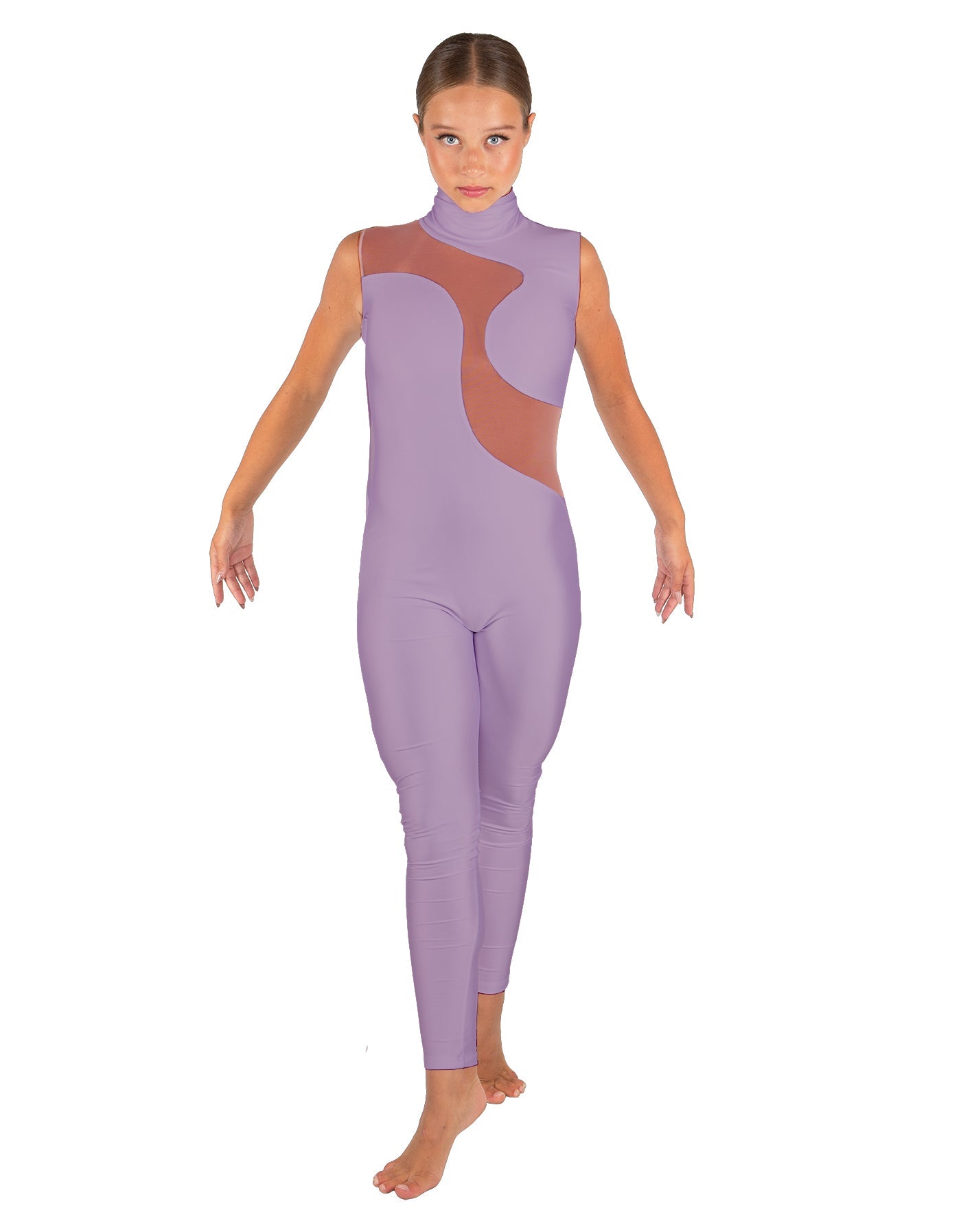 Solid Lycra Shadows Sleeveless TNeck Unitard