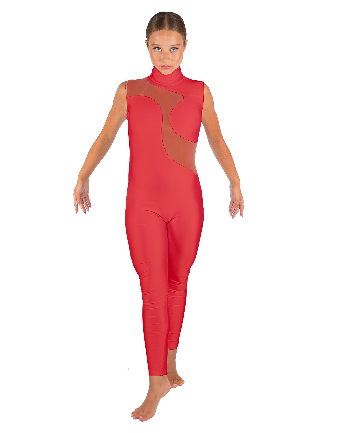 Solid Lycra Shadows Sleeveless TNeck Unitard