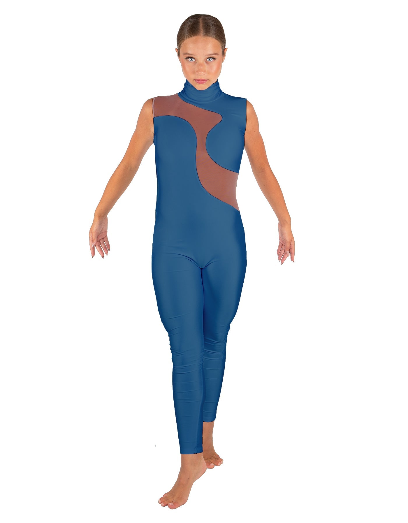 Solid Lycra Shadows Sleeveless TNeck Unitard