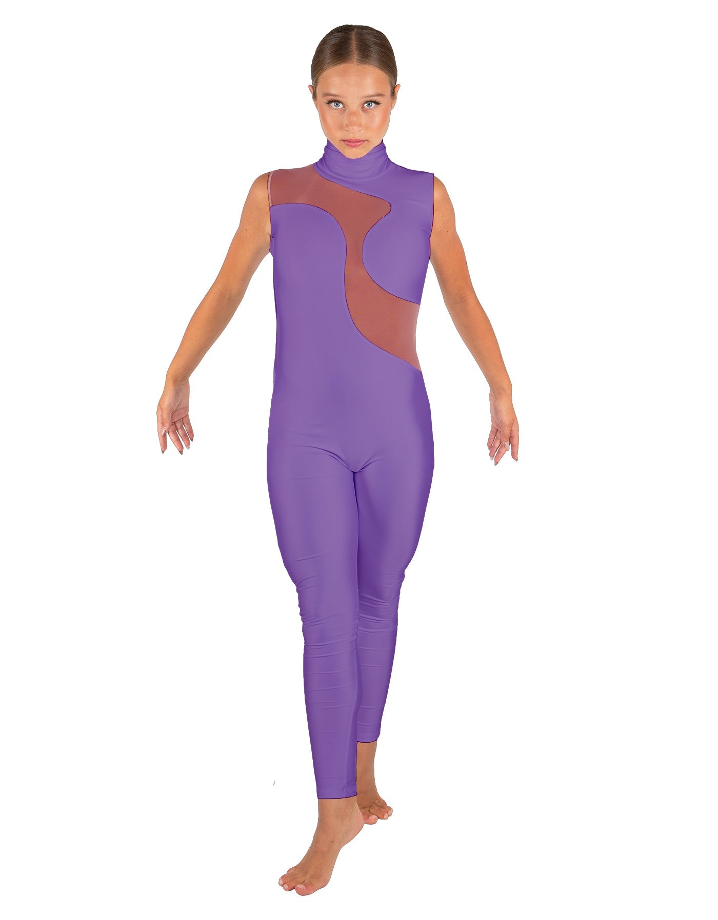 Solid Lycra Shadows Sleeveless TNeck Unitard