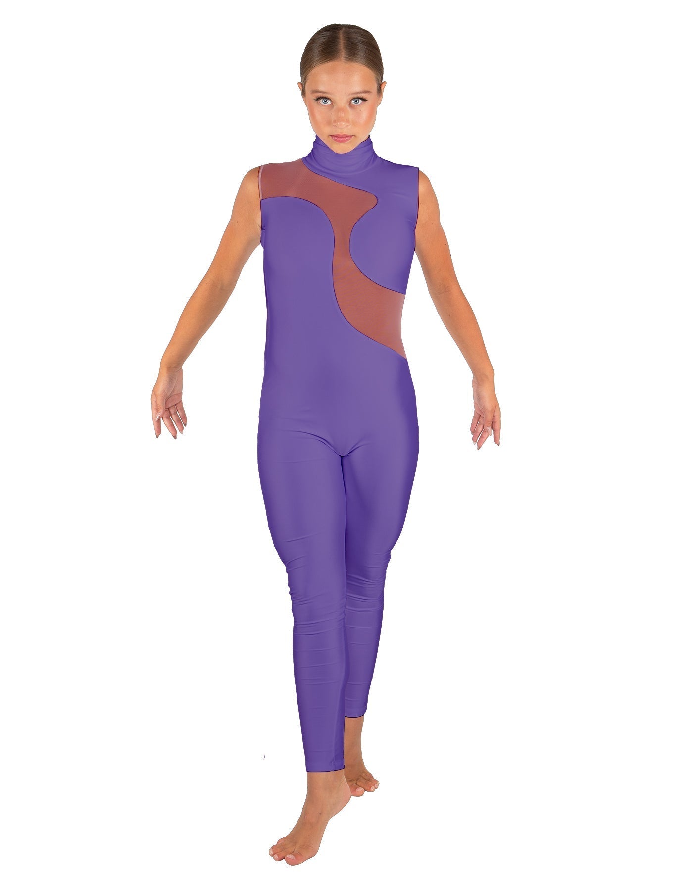 Solid Lycra Shadows Sleeveless TNeck Unitard