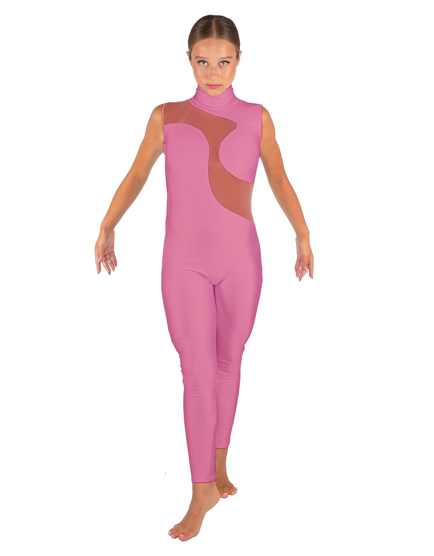 Solid Lycra Shadows Sleeveless TNeck Unitard