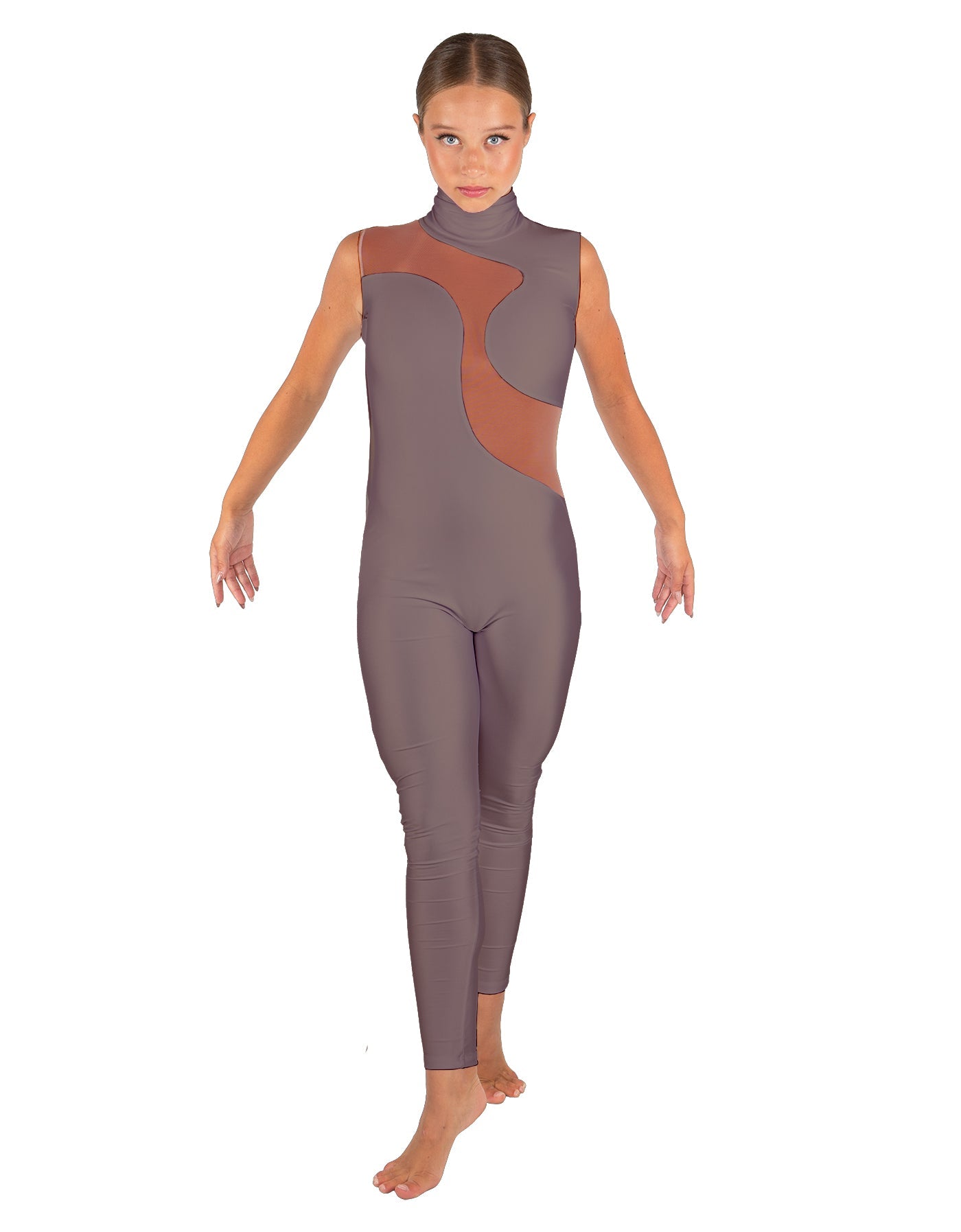 Solid Lycra Shadows Sleeveless TNeck Unitard