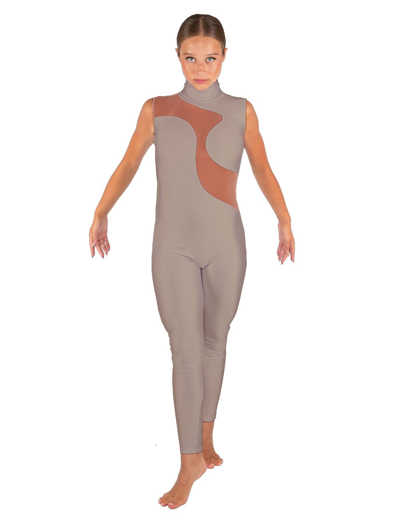 Solid Lycra Shadows Sleeveless TNeck Unitard
