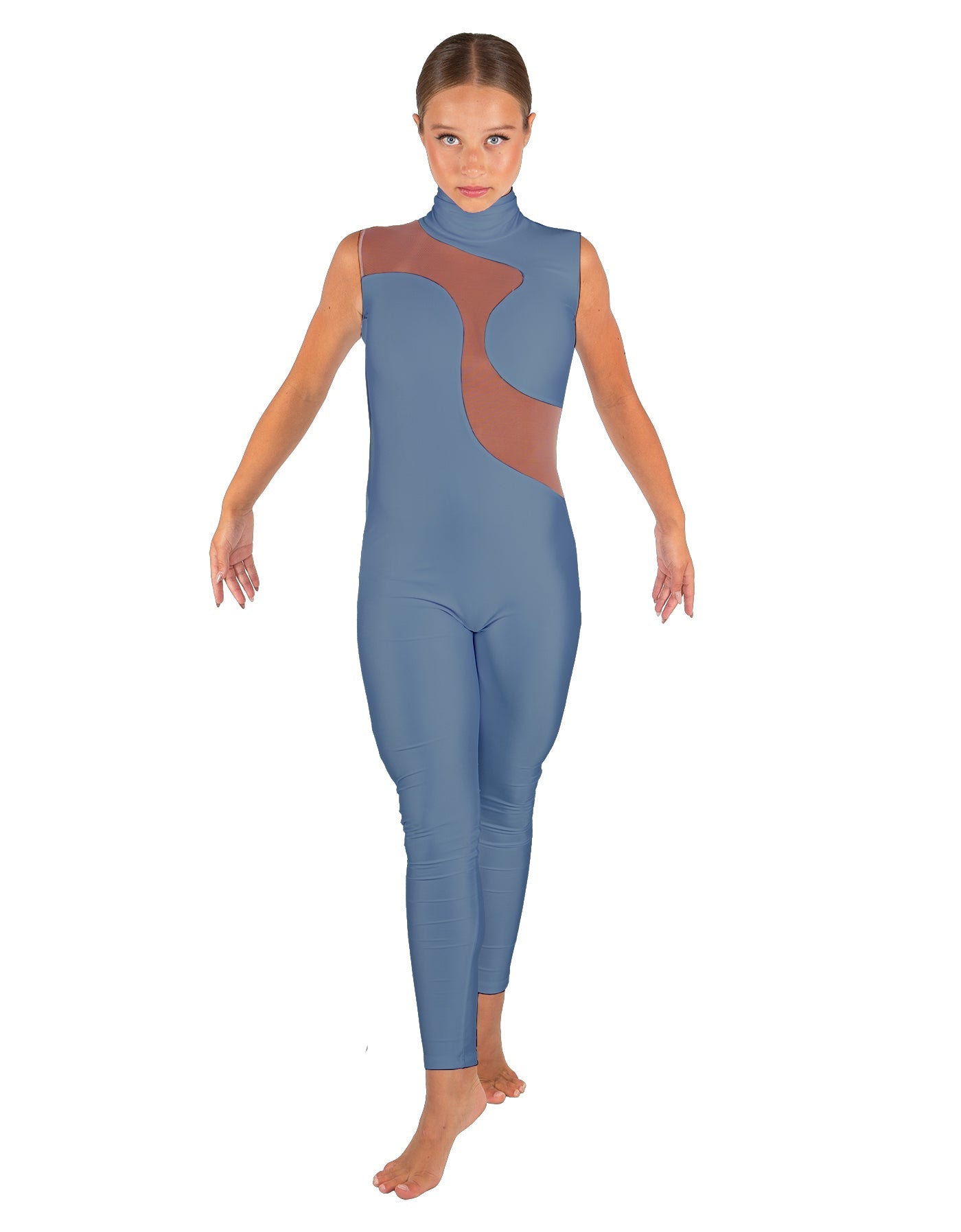 Solid Lycra Shadows Sleeveless TNeck Unitard
