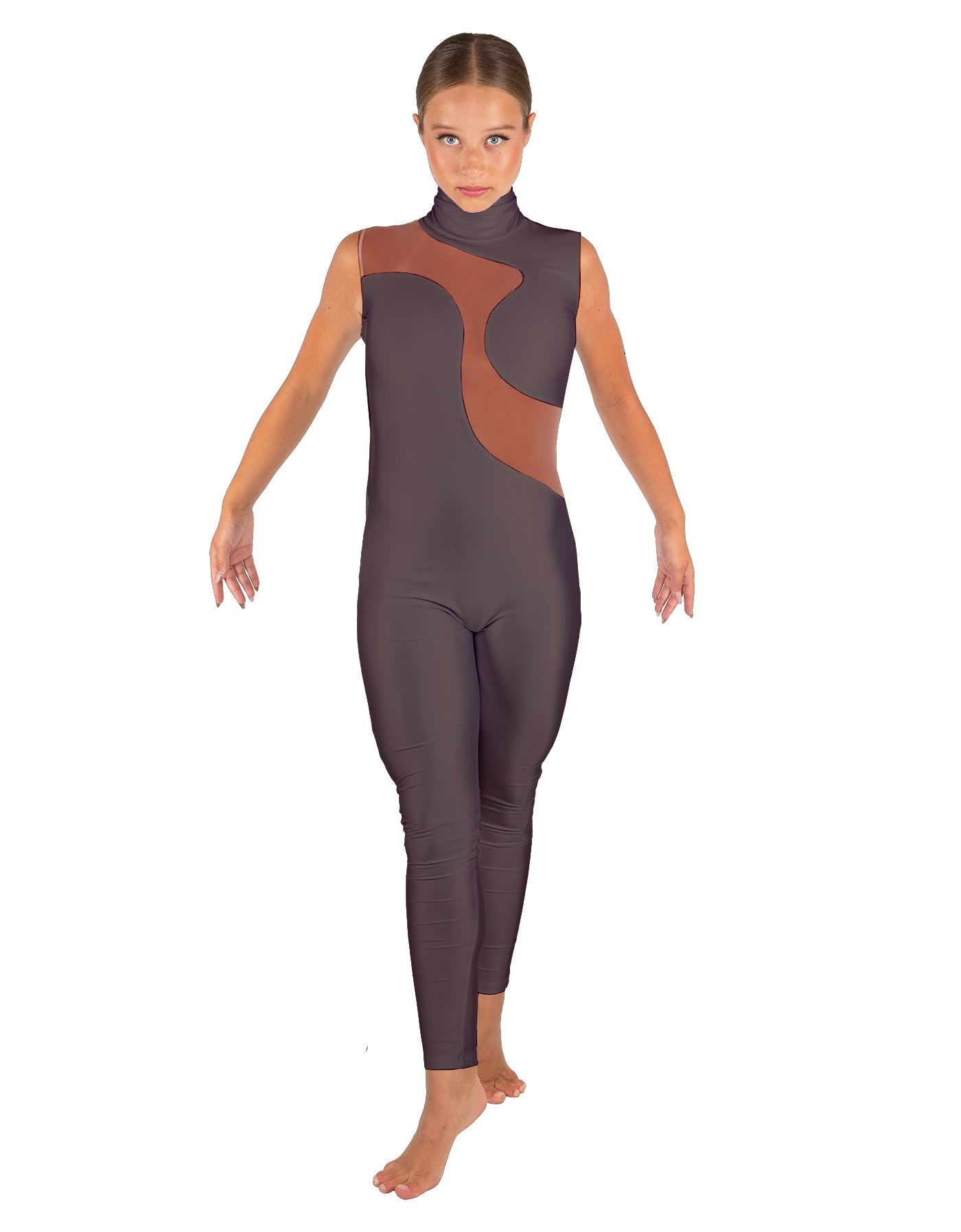 Solid Lycra Shadows Sleeveless TNeck Unitard