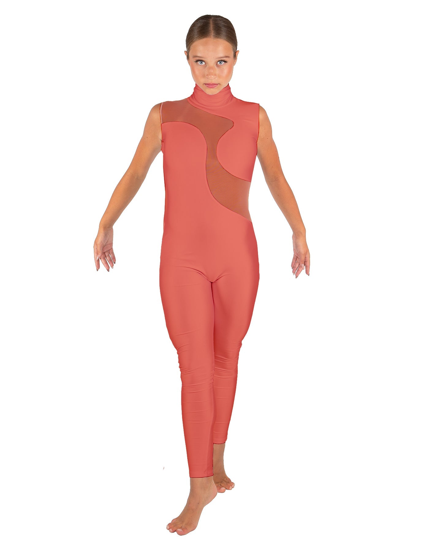 Solid Lycra Shadows Sleeveless TNeck Unitard