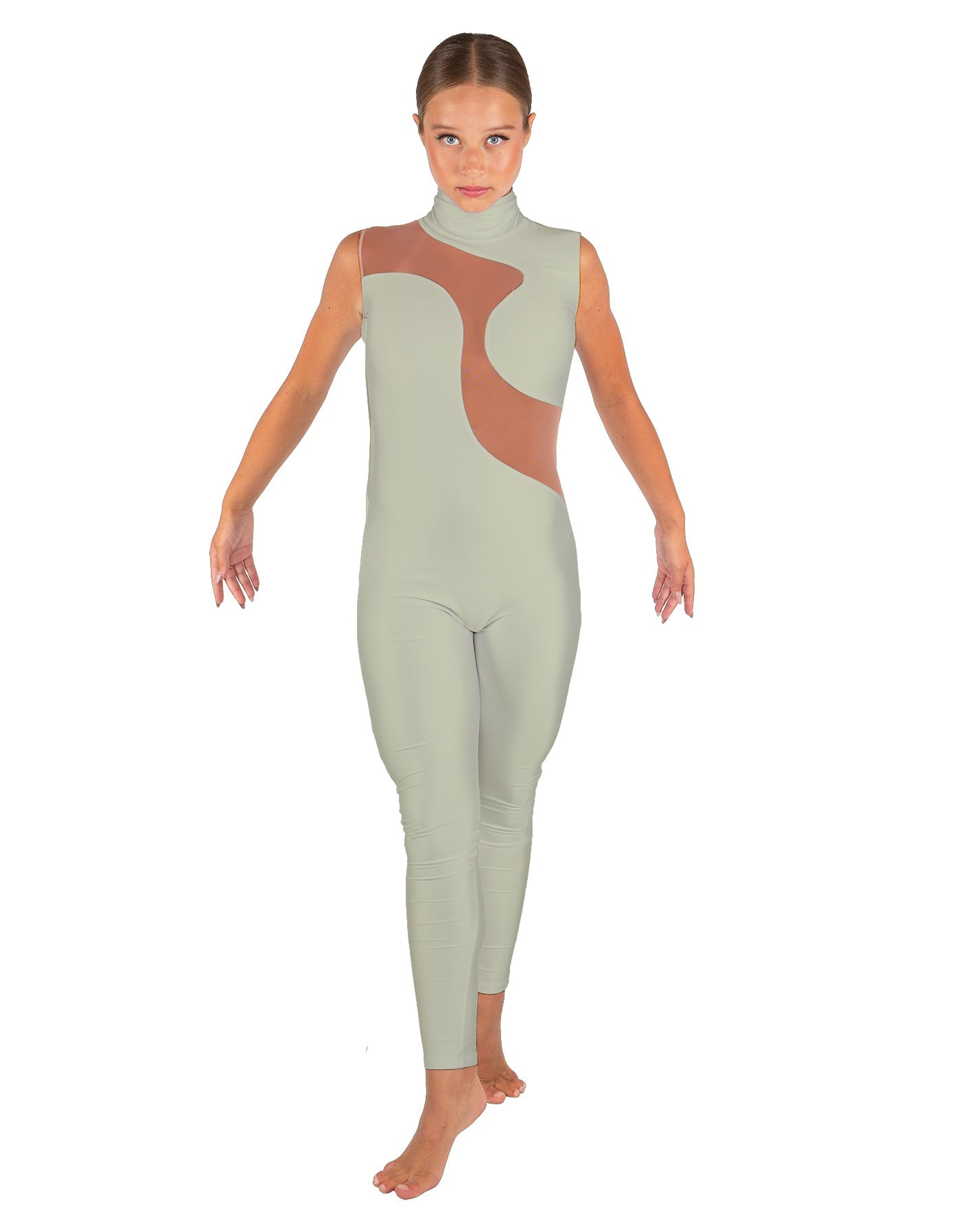 Solid Lycra Shadows Sleeveless TNeck Unitard