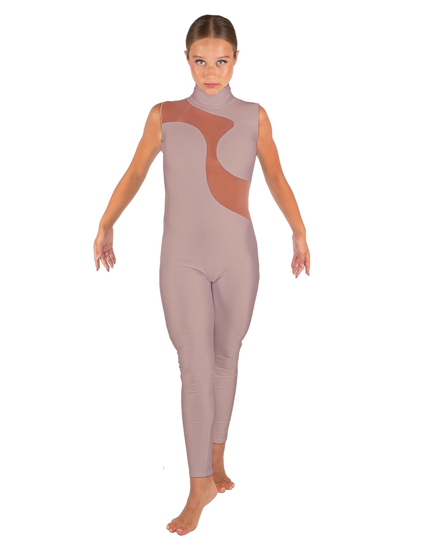 Solid Lycra Shadows Sleeveless TNeck Unitard