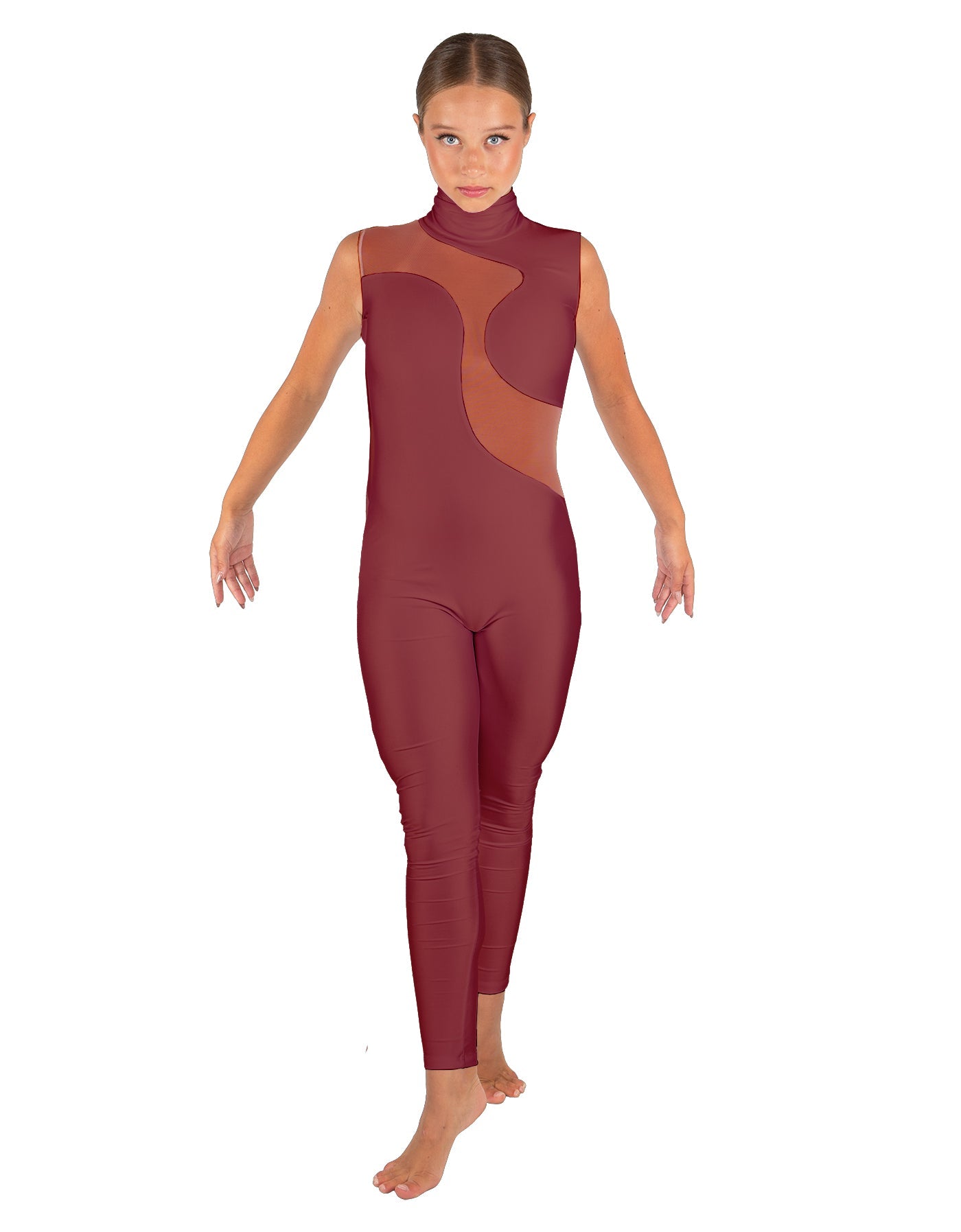 Solid Lycra Shadows Sleeveless TNeck Unitard