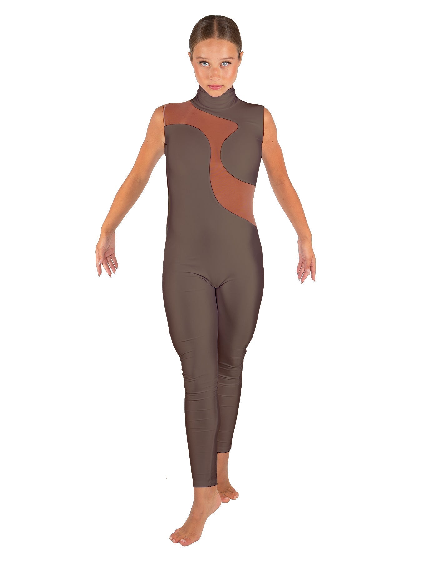 Solid Lycra Shadows Sleeveless TNeck Unitard