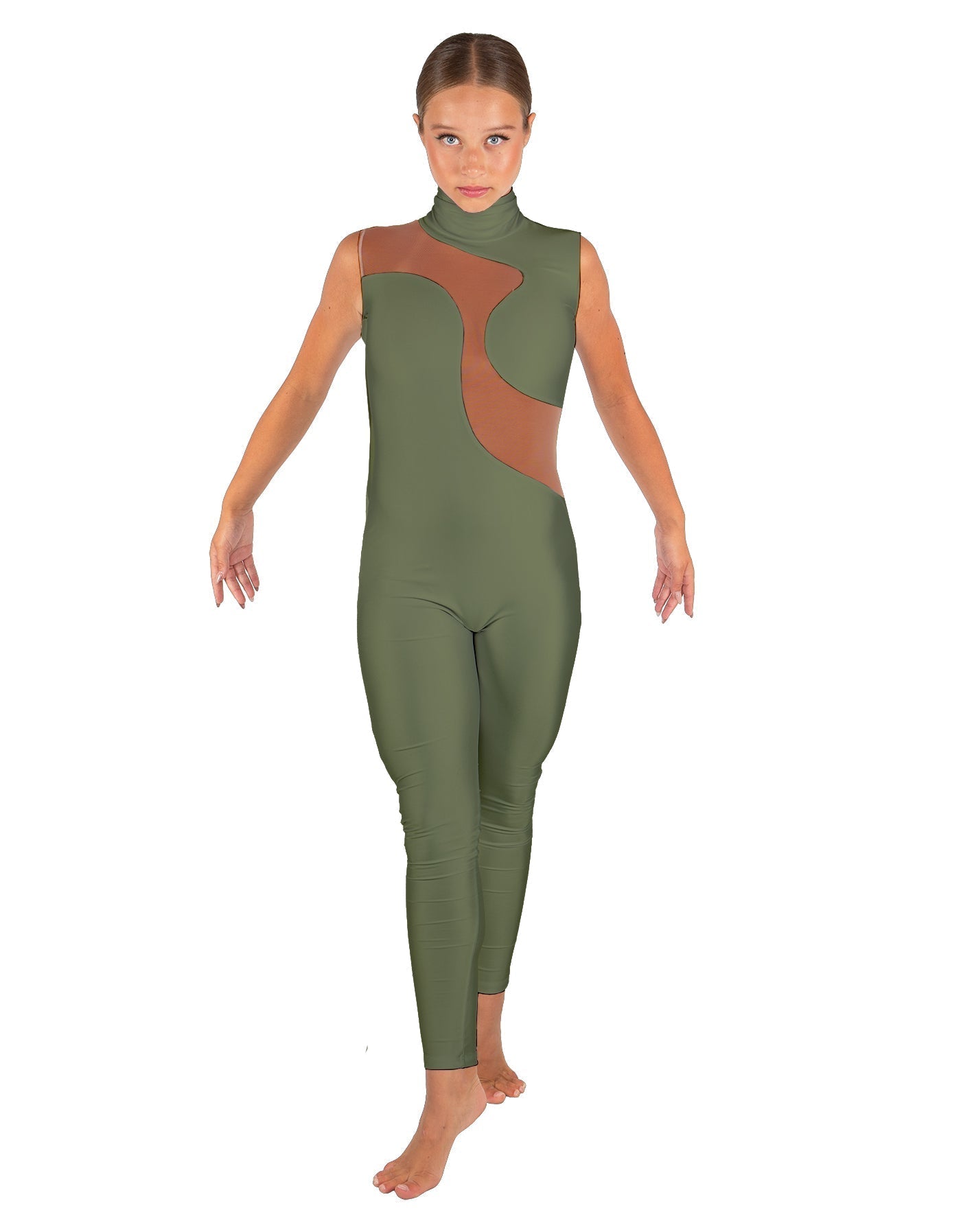 Solid Lycra Shadows Sleeveless TNeck Unitard