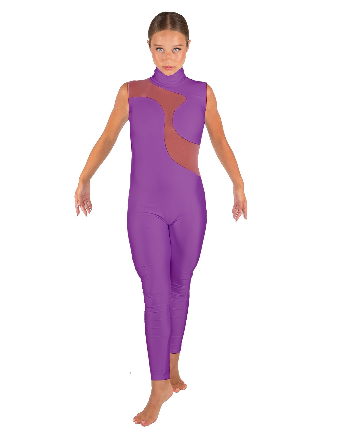 Solid Lycra Shadows Sleeveless TNeck Unitard