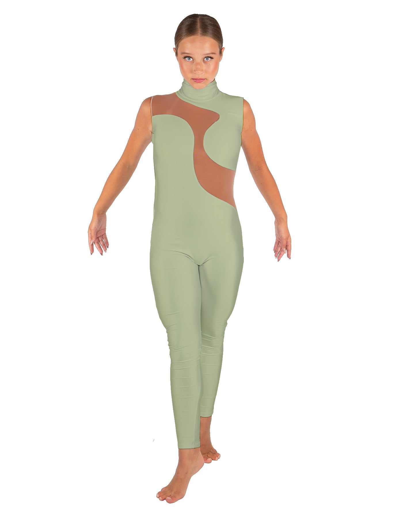 Solid Lycra Shadows Sleeveless TNeck Unitard