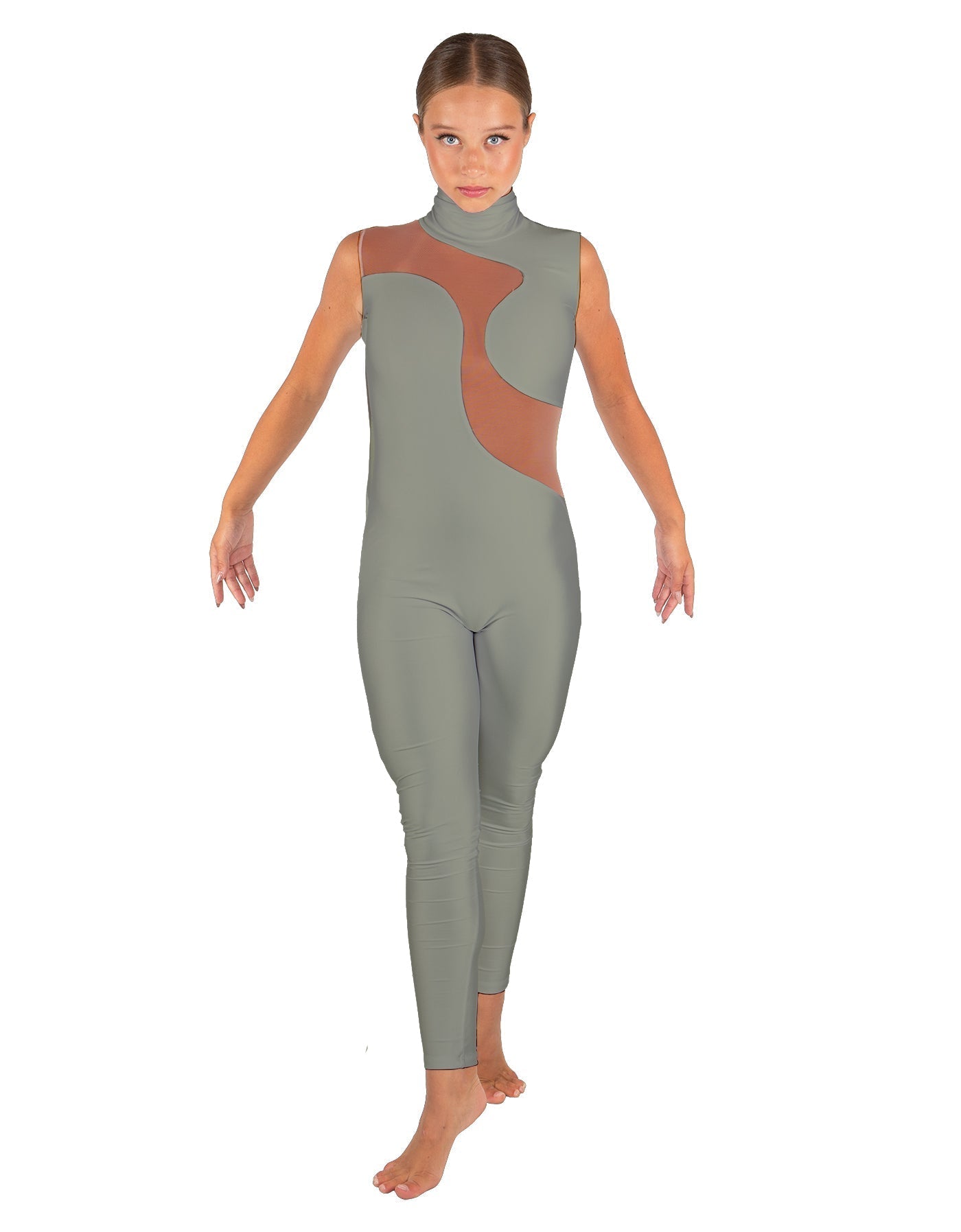 Solid Lycra Shadows Sleeveless TNeck Unitard
