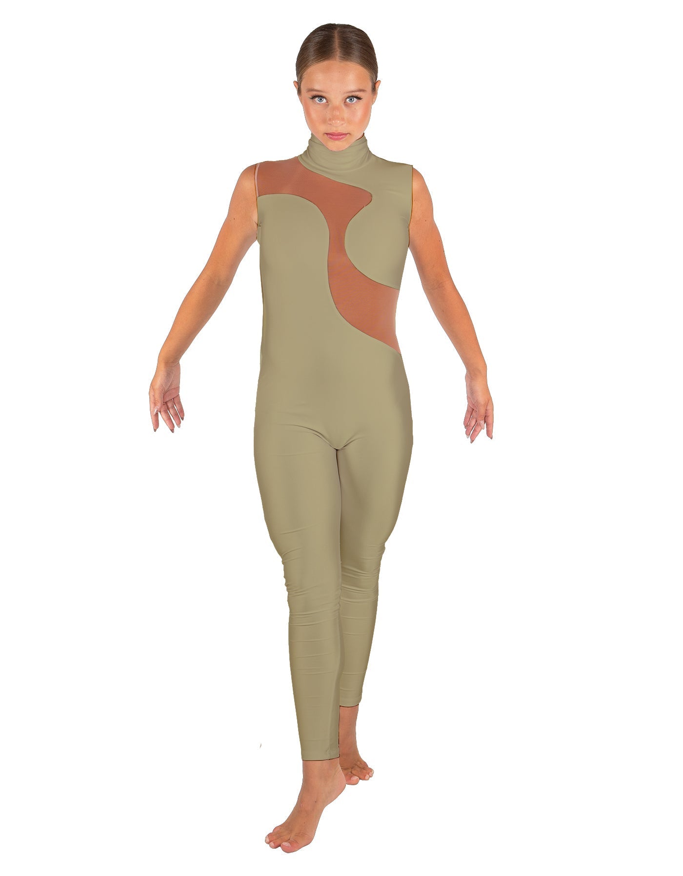 Solid Lycra Shadows Sleeveless TNeck Unitard