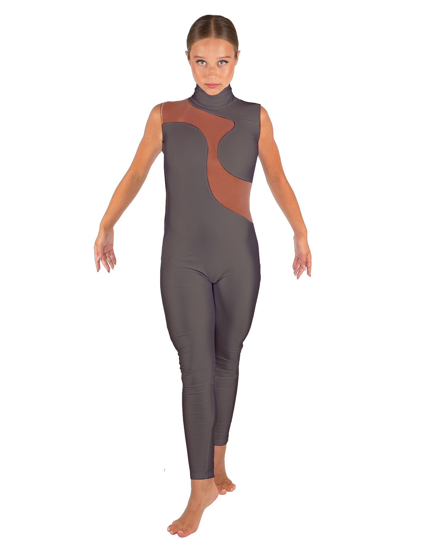 Solid Lycra Shadows Sleeveless TNeck Unitard