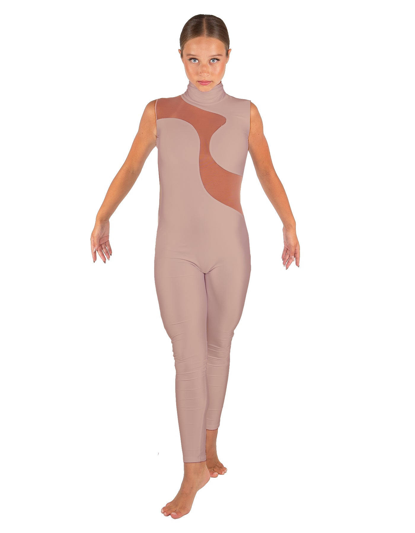 Solid Lycra Shadows Sleeveless TNeck Unitard