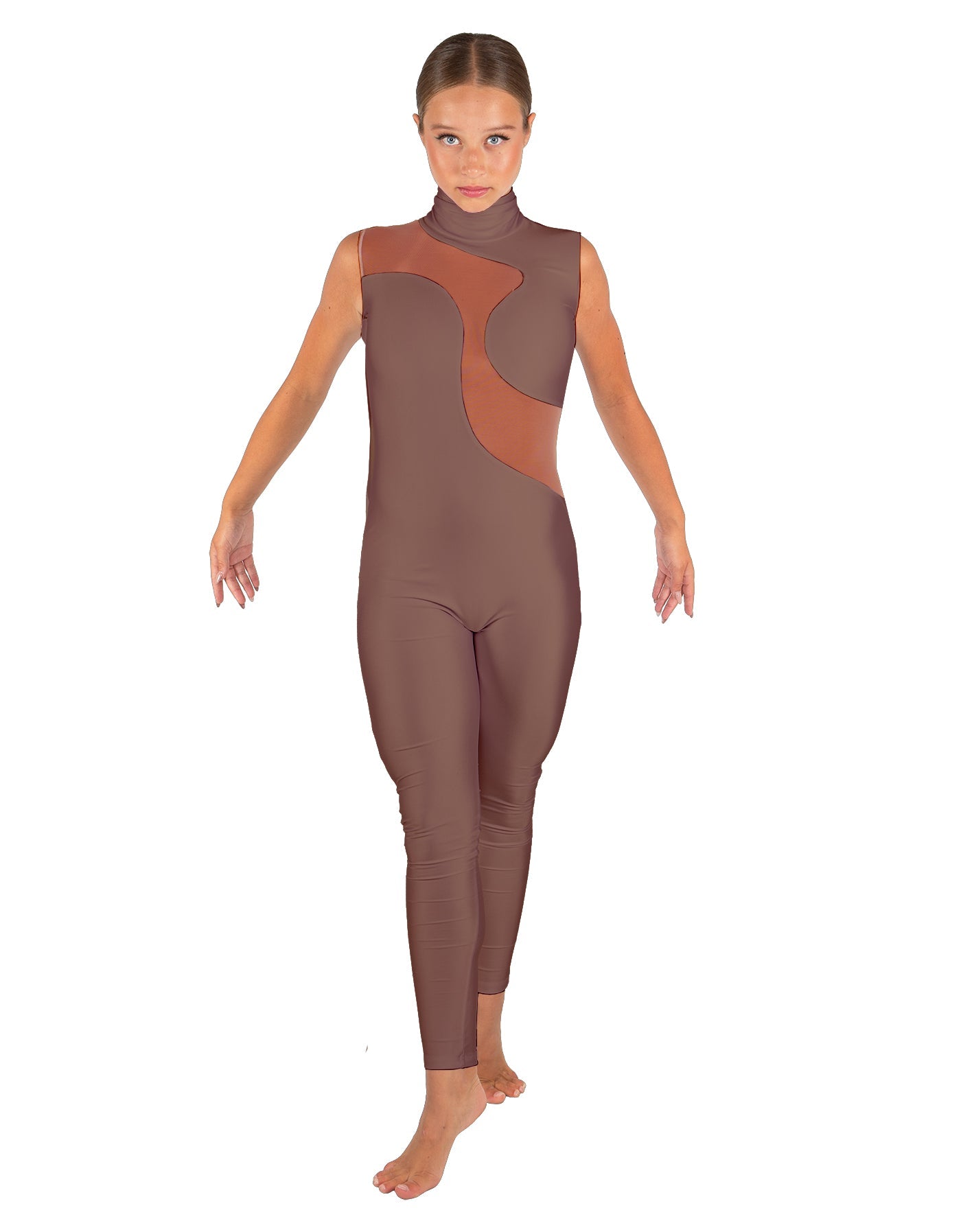 Solid Lycra Shadows Sleeveless TNeck Unitard
