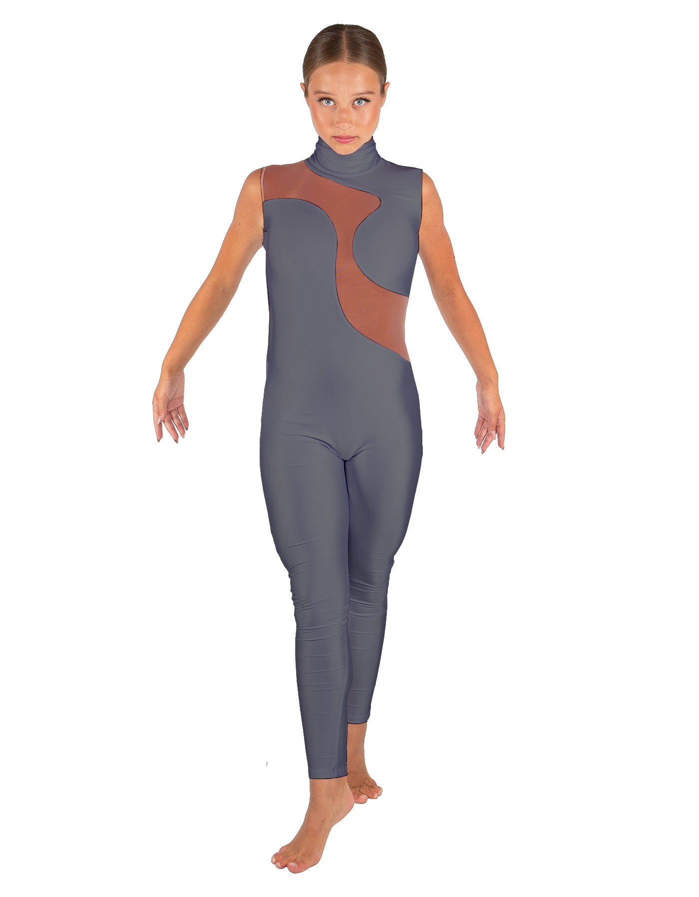 Solid Lycra Shadows Sleeveless TNeck Unitard