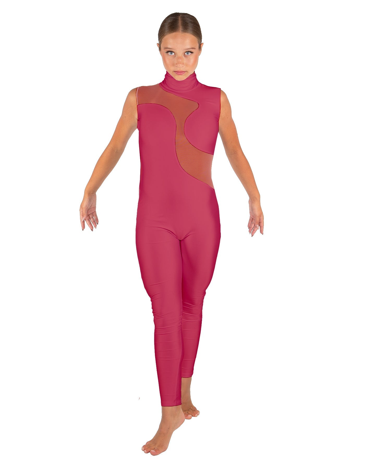 Solid Lycra Shadows Sleeveless TNeck Unitard