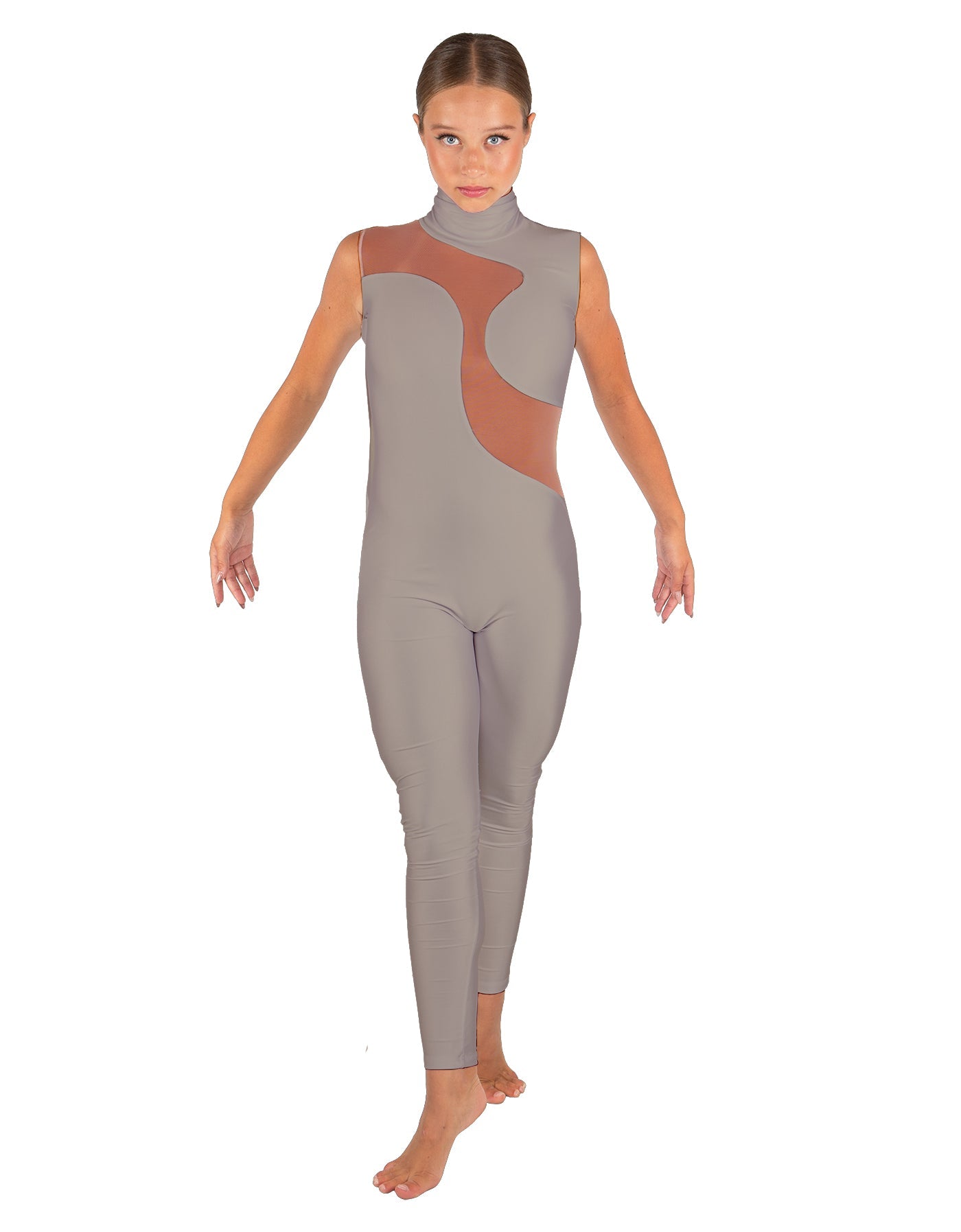 Solid Lycra Shadows Sleeveless TNeck Unitard