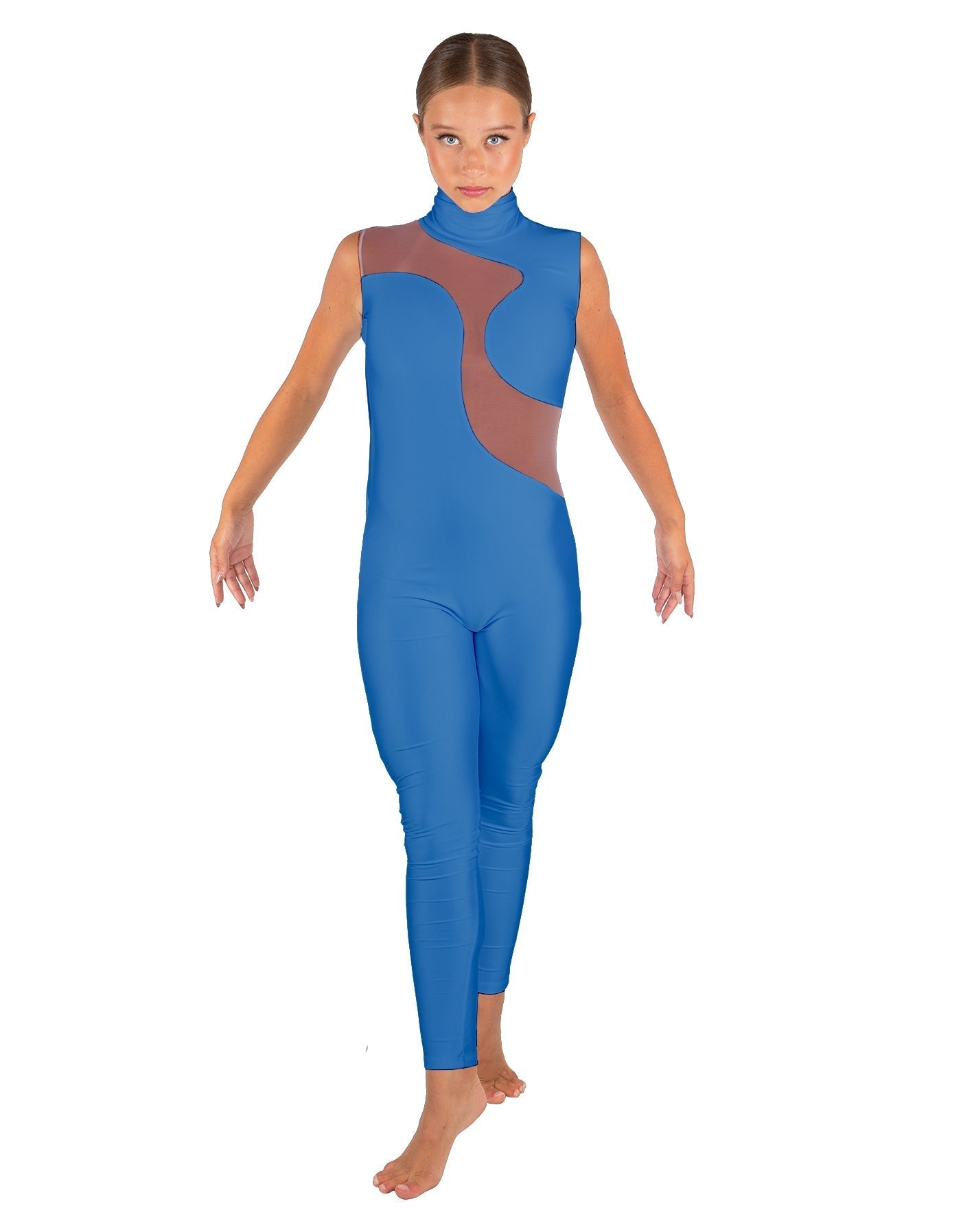 Solid Lycra Shadows Sleeveless TNeck Unitard