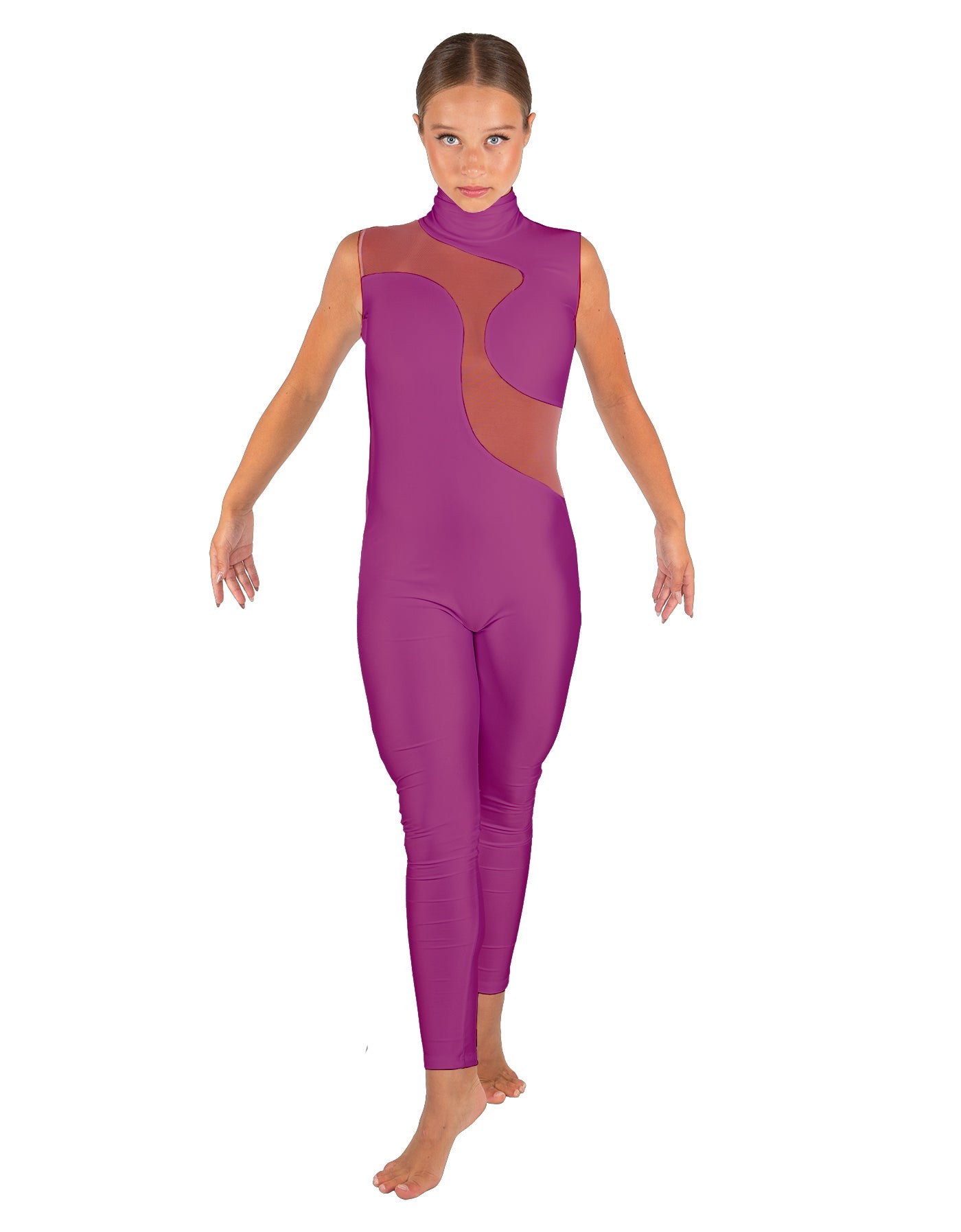 Solid Lycra Shadows Sleeveless TNeck Unitard