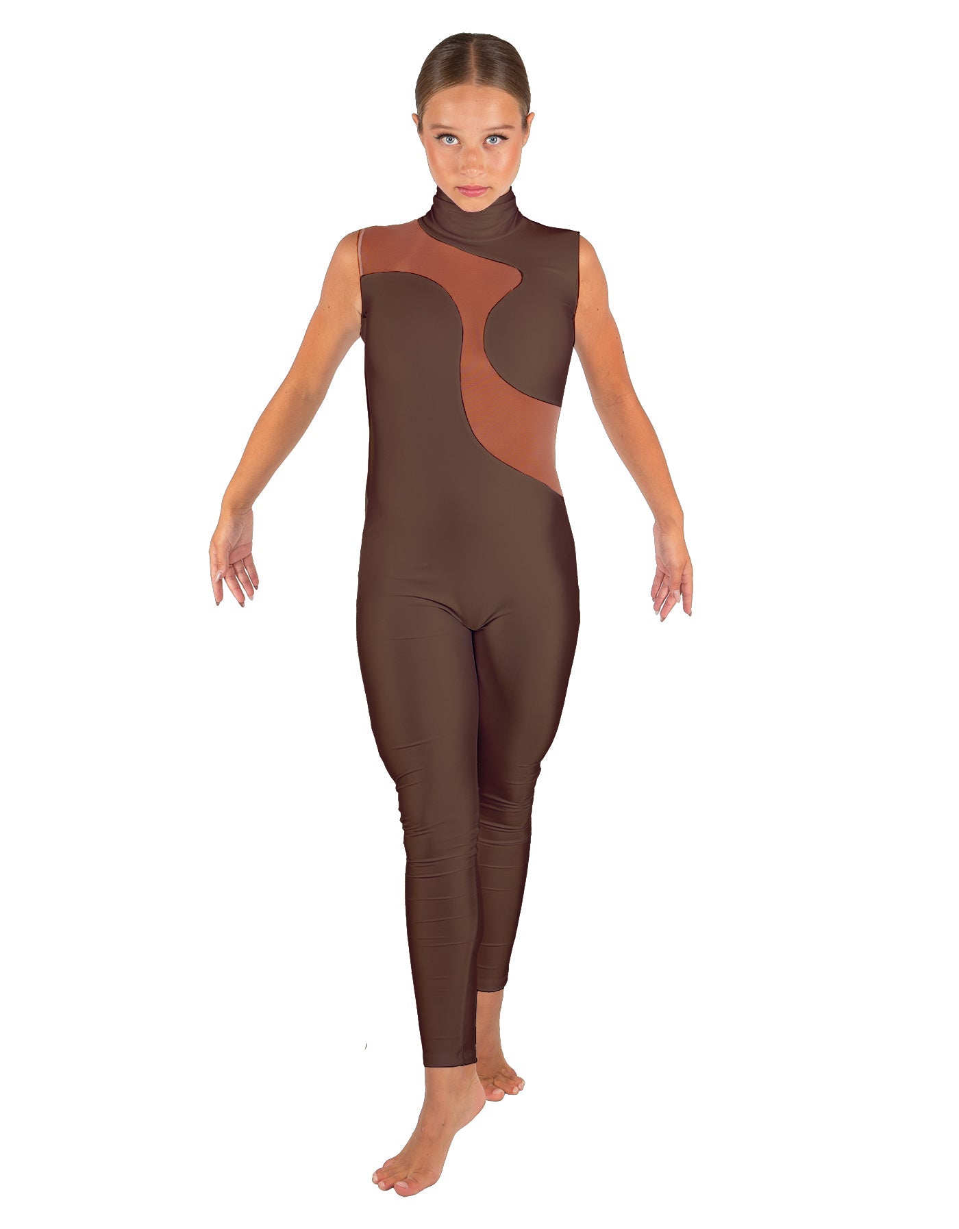 Solid Lycra Shadows Sleeveless TNeck Unitard