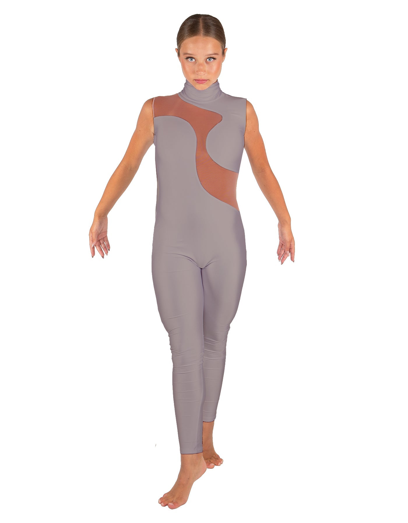 Solid Lycra Shadows Sleeveless TNeck Unitard