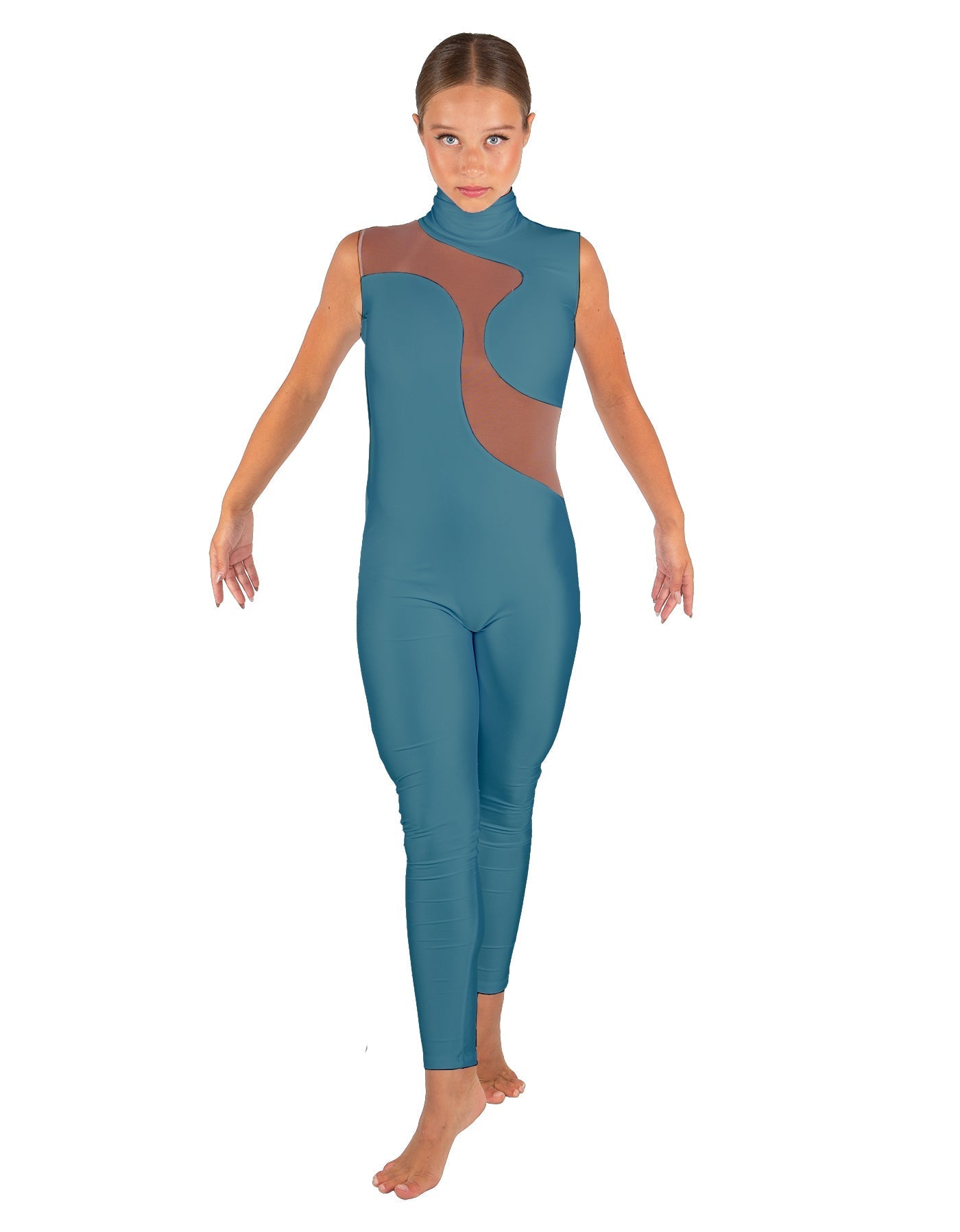 Solid Lycra Shadows Sleeveless TNeck Unitard