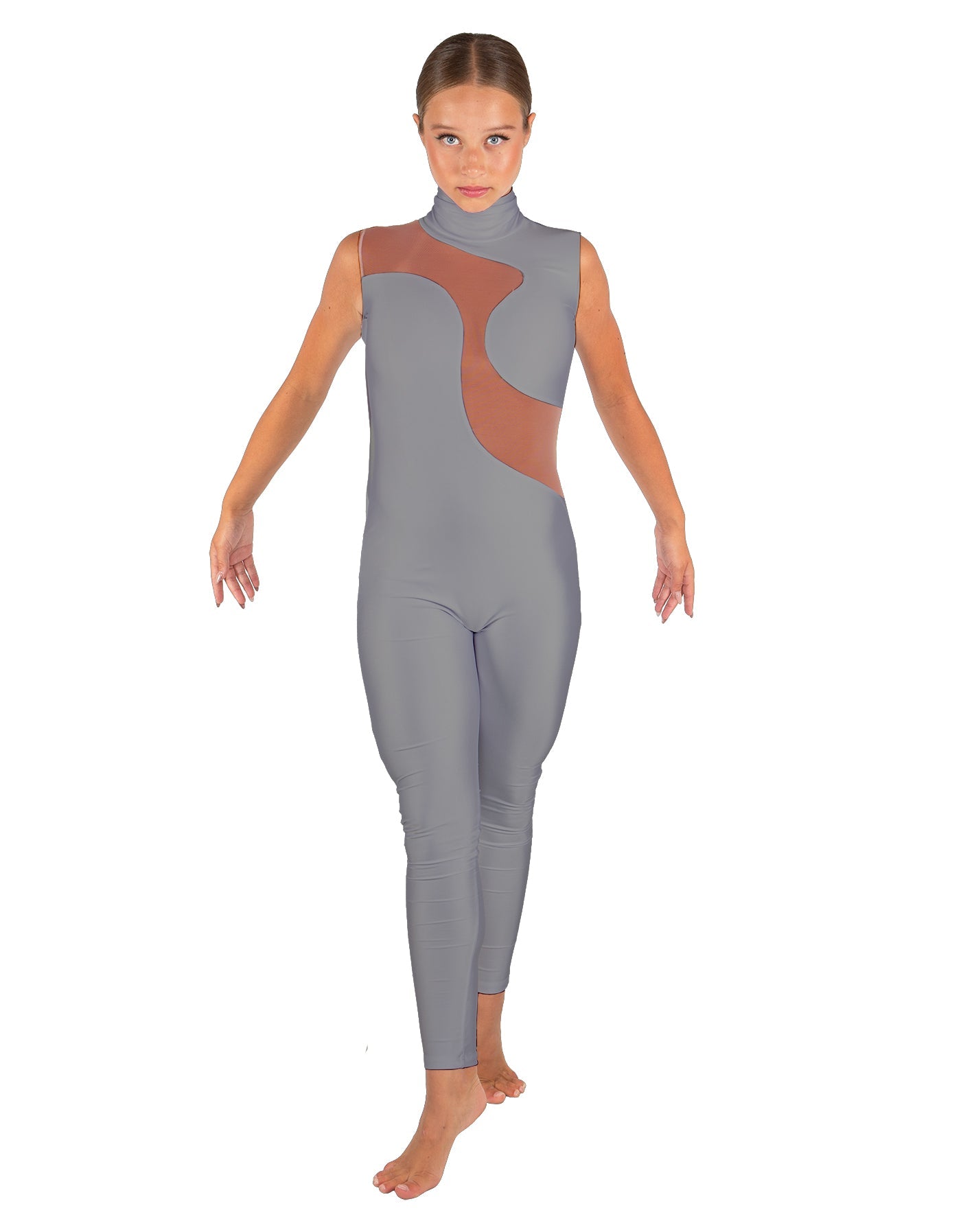Solid Lycra Shadows Sleeveless TNeck Unitard