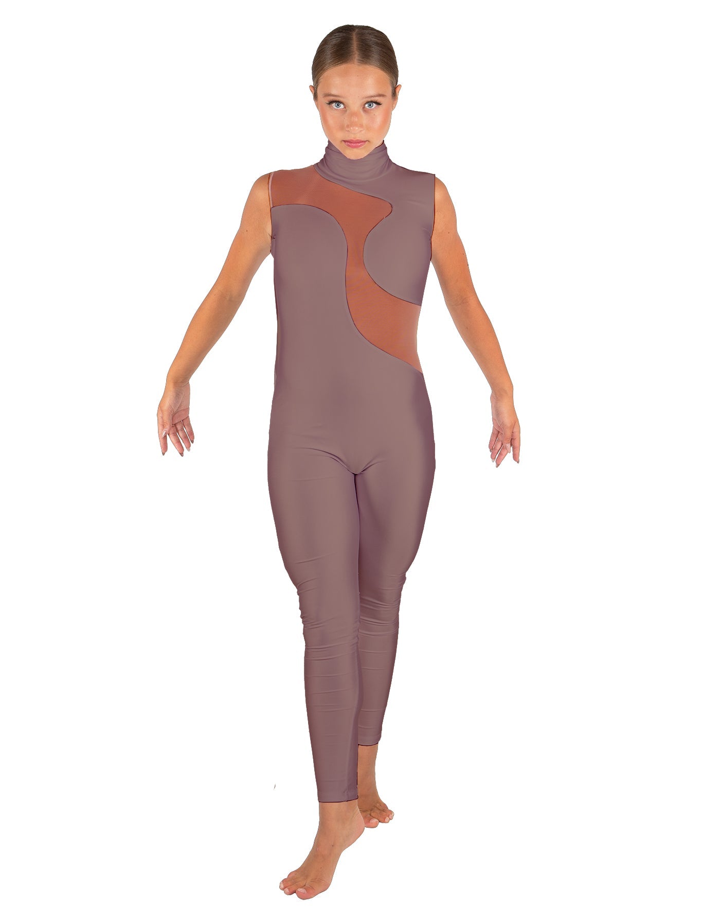 Solid Lycra Shadows Sleeveless TNeck Unitard