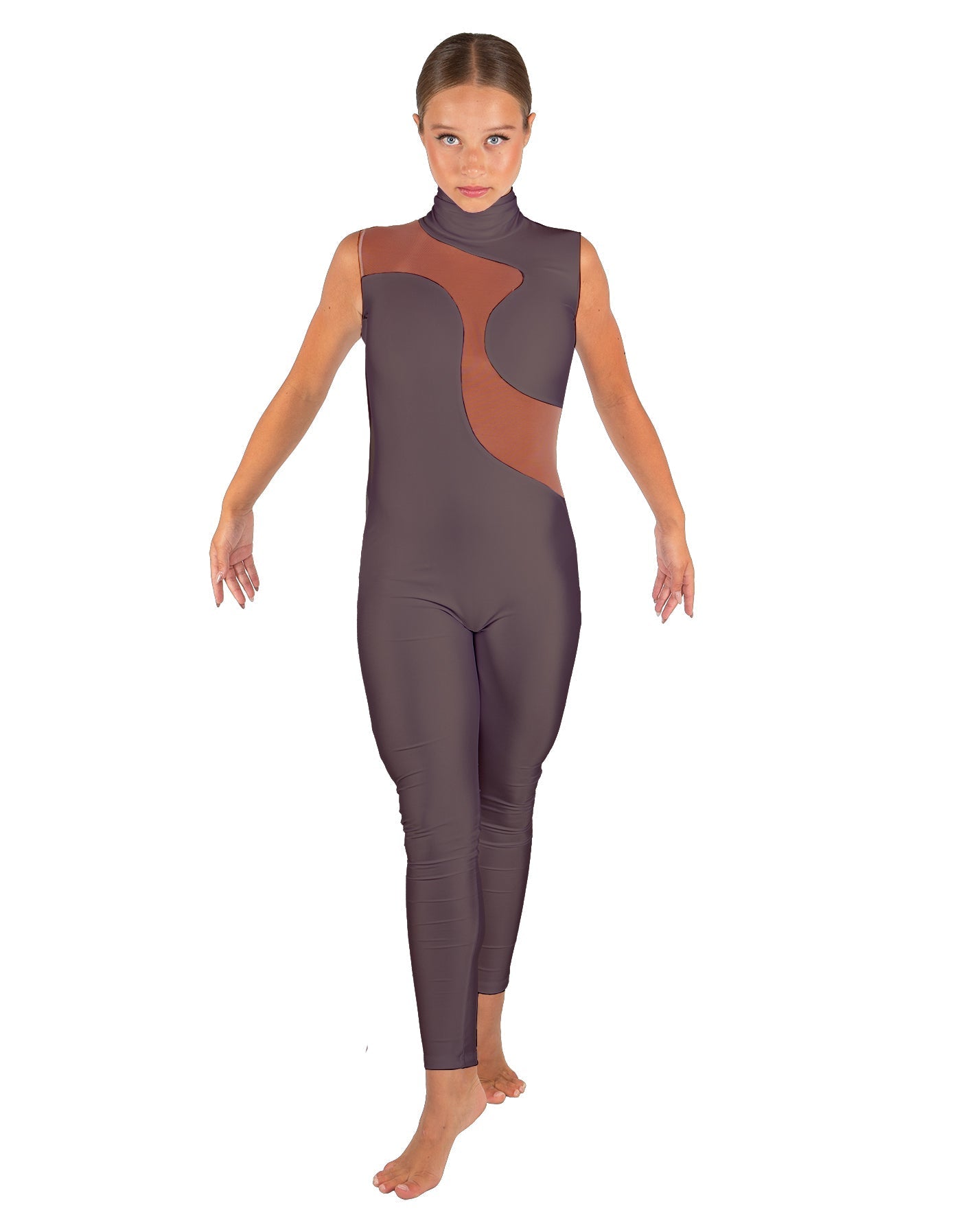 Solid Lycra Shadows Sleeveless TNeck Unitard