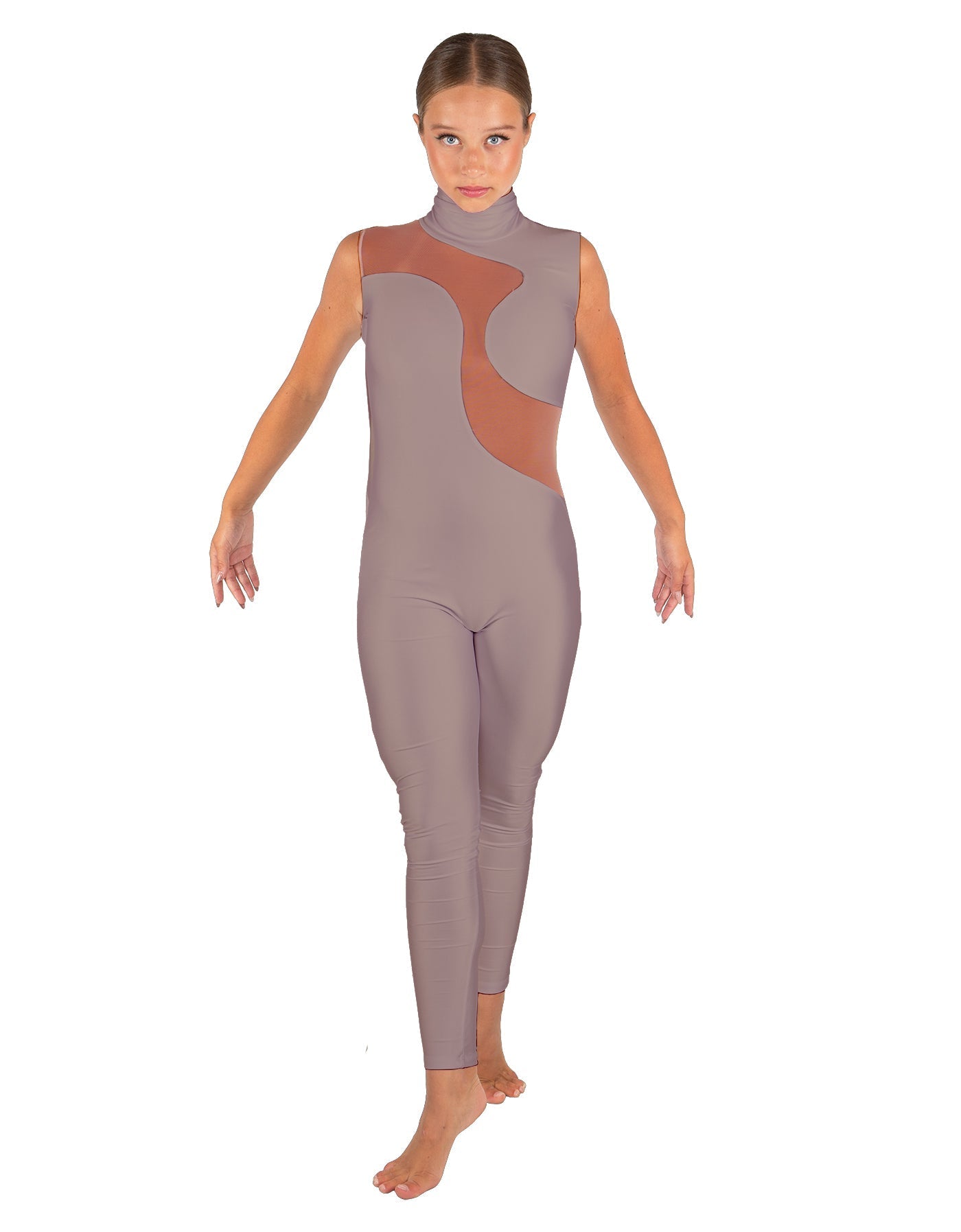 Solid Lycra Shadows Sleeveless TNeck Unitard