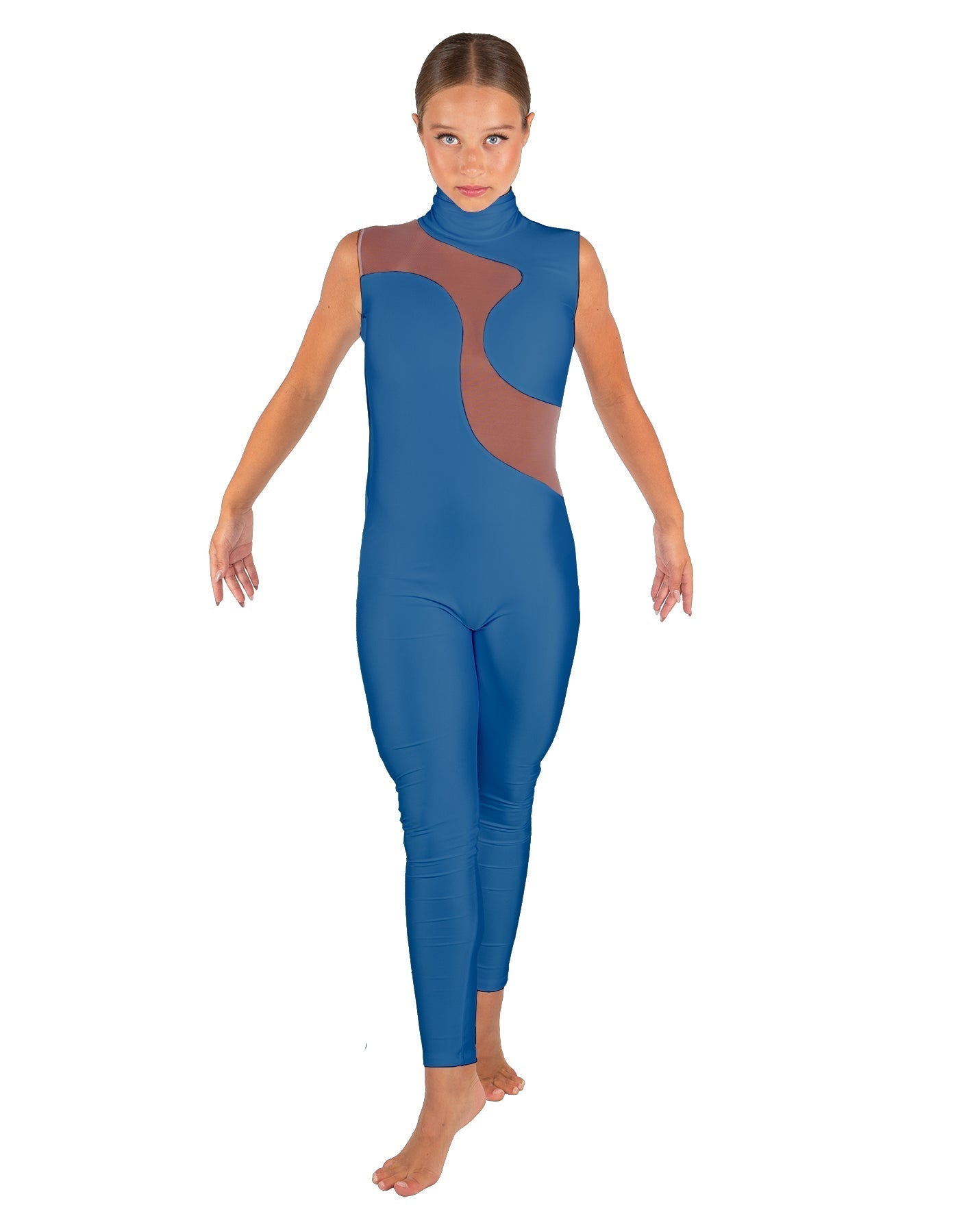 Solid Lycra Shadows Sleeveless TNeck Unitard