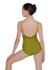 Solid Lycra Cami Leotard Low Mesh Back