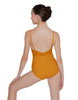 Solid Lycra Cami Leotard Low Mesh Back