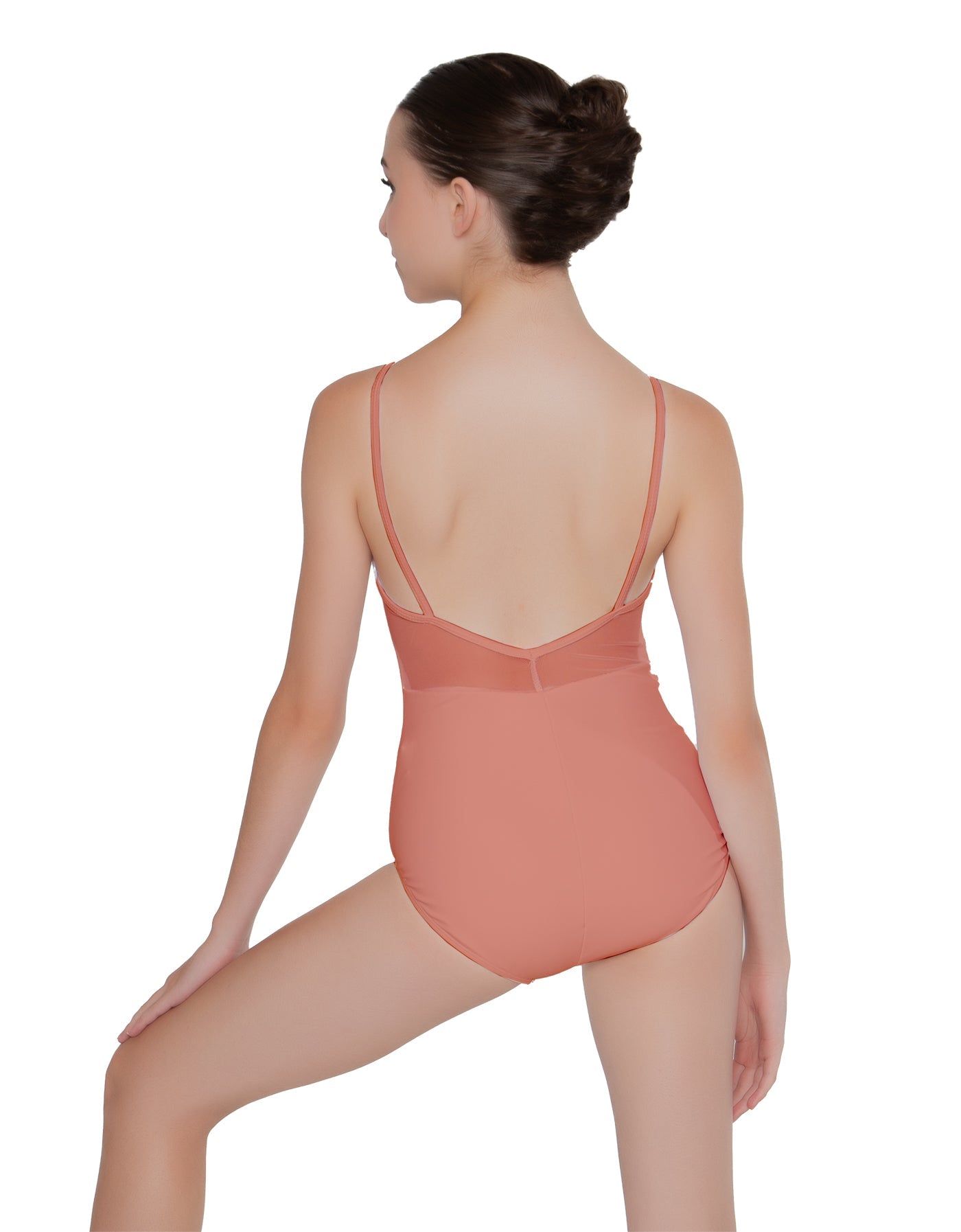 Solid Lycra Cami Leotard Low Mesh Back