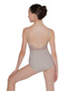 Solid Lycra Cami Leotard Low Mesh Back