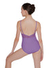 Solid Lycra Cami Leotard Low Mesh Back