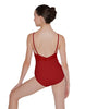 Solid Lycra Cami Leotard Low Mesh Back