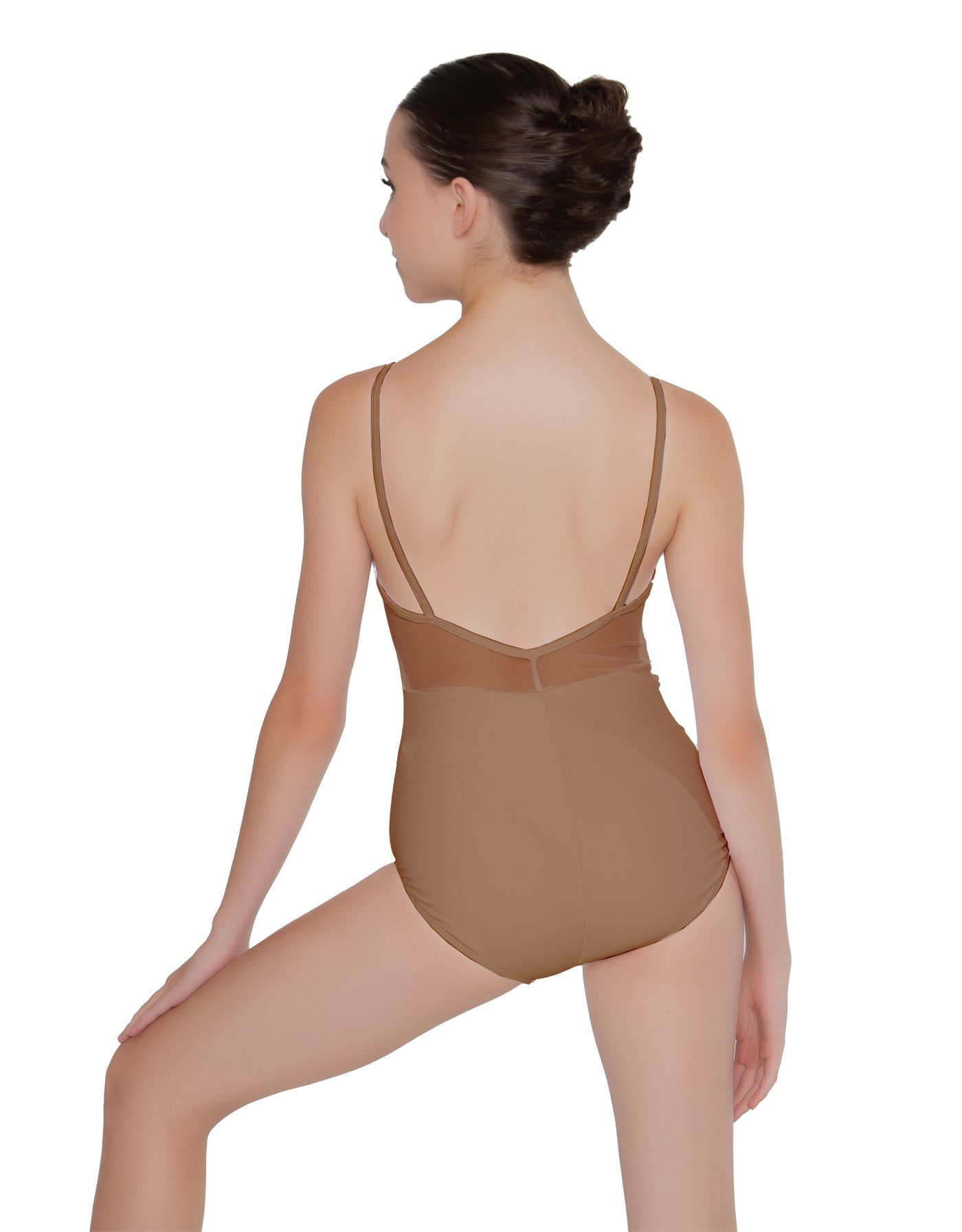 Solid Lycra Cami Leotard Low Mesh Back