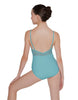 Solid Lycra Cami Leotard Low Mesh Back