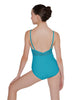 Solid Lycra Cami Leotard Low Mesh Back