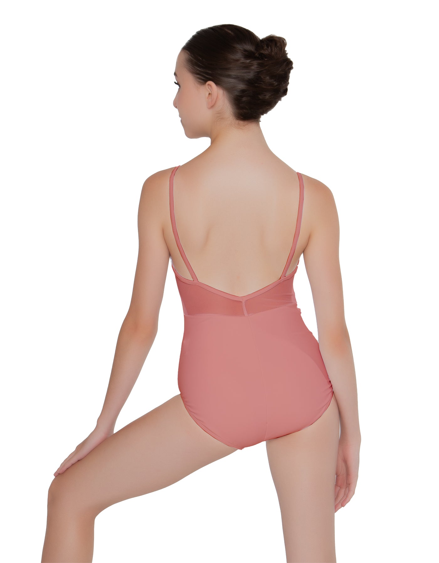 Solid Lycra Cami Leotard Low Mesh Back